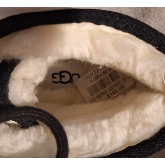 UGG M Neumel Boots-Men 7 Leather Chukka White Black Wool Lined 1133777 -EUC - Picture 9 of 10